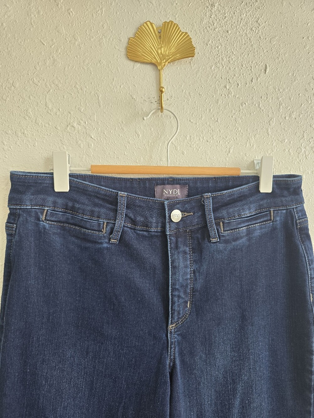 NYDJ Lift Tuck Technology Dark Wash Trouser Wide Leg Jeans Size 6 - Picture 3 of 7